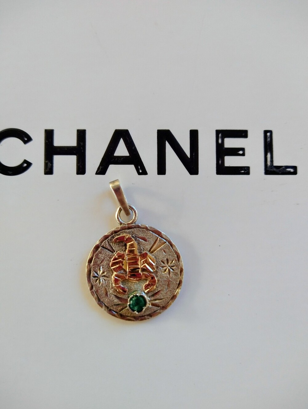 Vintage Emerald Gem Scorpion Pendant